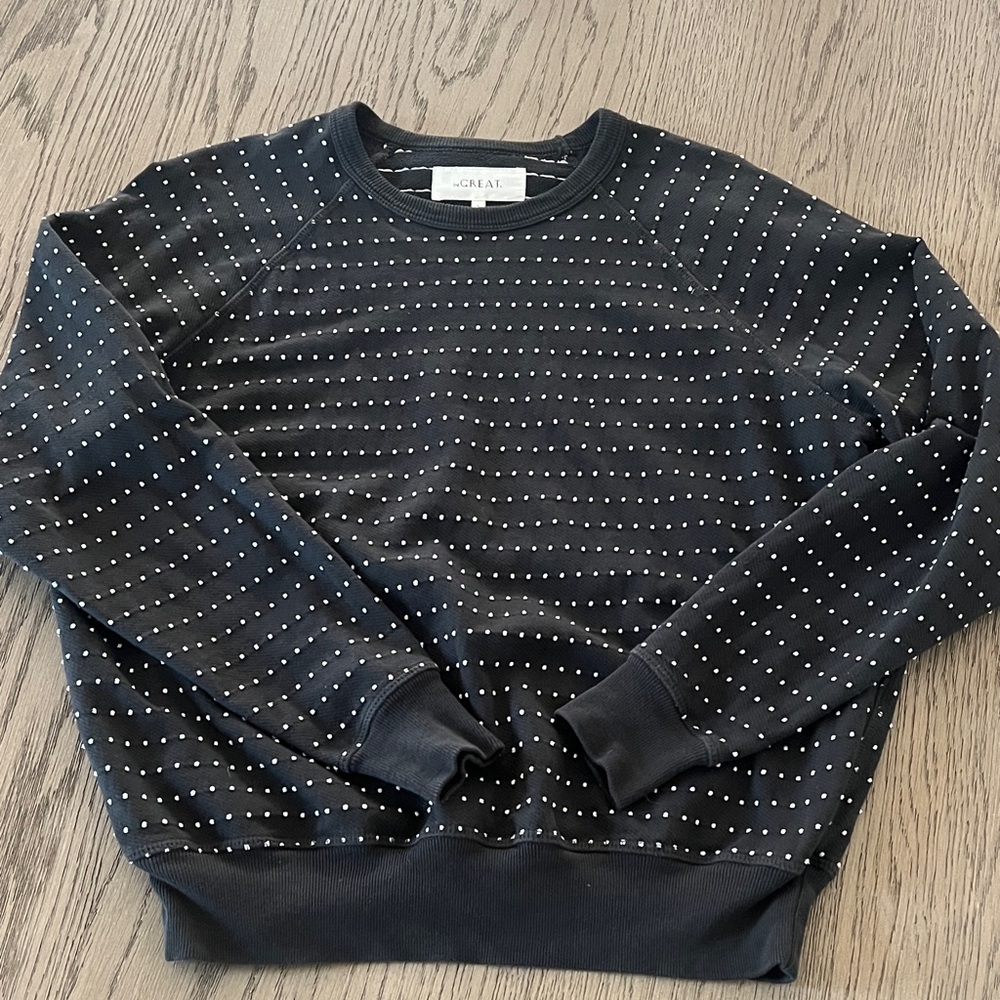 THE GREAT. Black Dot Crewneck Sweatshirt